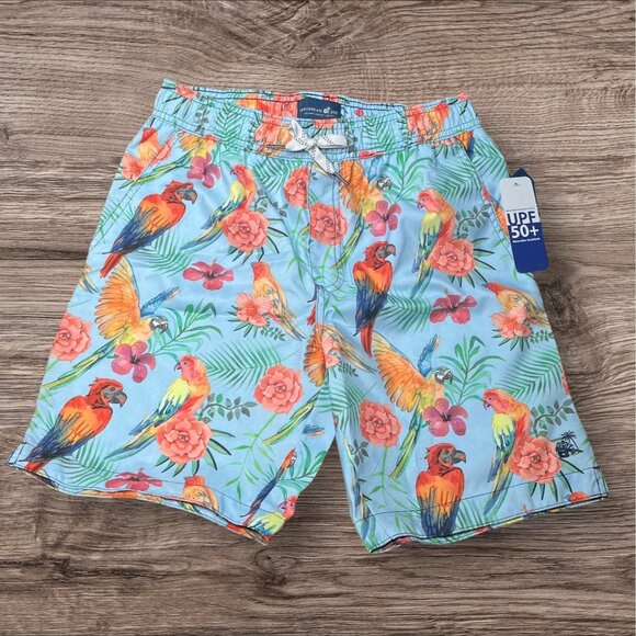 Caribbean Joe Other - Caribbean Joe Mens UPF 50+ Floral & Parrot Swim Shorts S